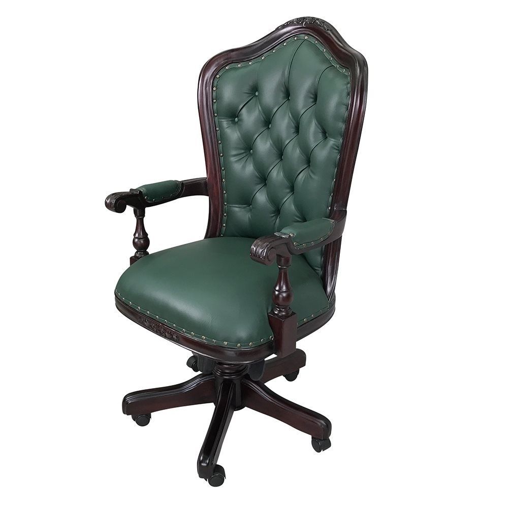 Solid Mahogany Hi-Back Office Chair Classic Antique Style Reproduction  Design