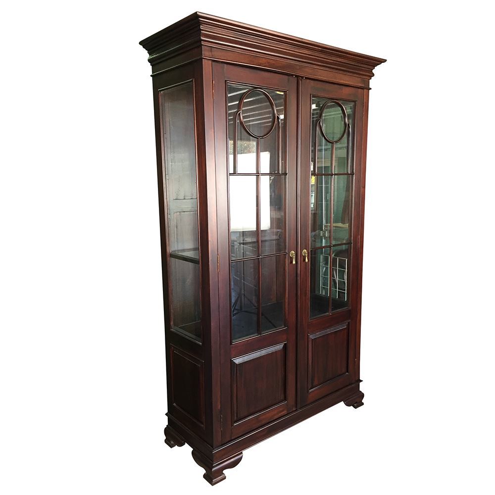 Solid Mahogany Wood Display Glass Cabinet Antique
