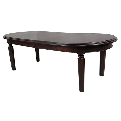 Solid Mahogany Wood Oval Extension Dining Table 250cm