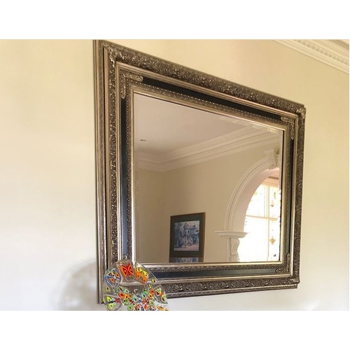 Solid Mahogany Wood Empire Hand Carved Beveled Mirror