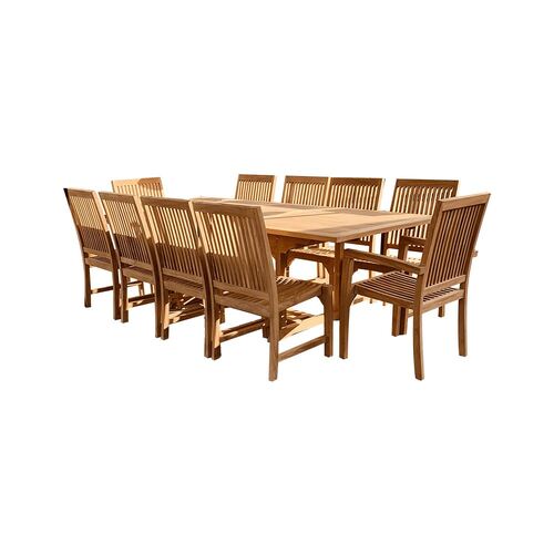 Outdoor Furniture Solid Teak Wood Large Extension Garden Table Set 3 mt